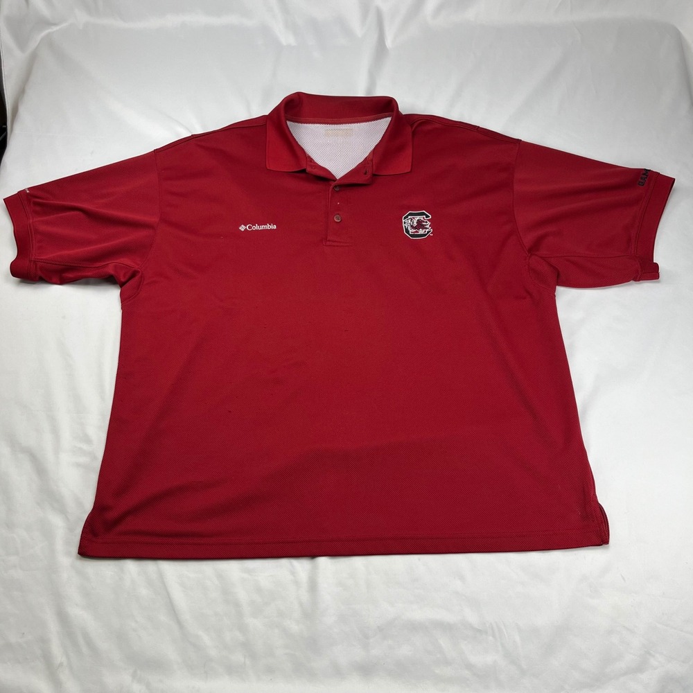 Columbia PFG Mens Red Short Sleeve‎ Performance Fishing Polo Shirt Omni-Shade XL